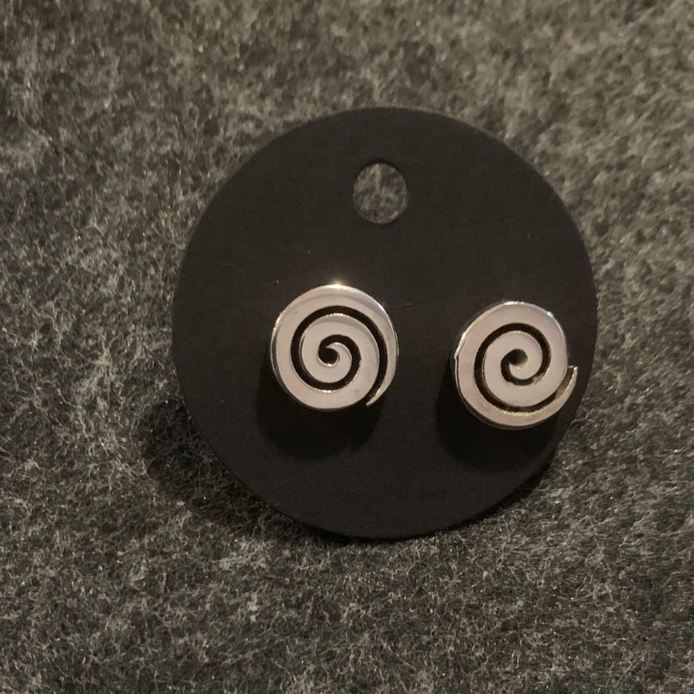 Silver Spiral Stud Earrings